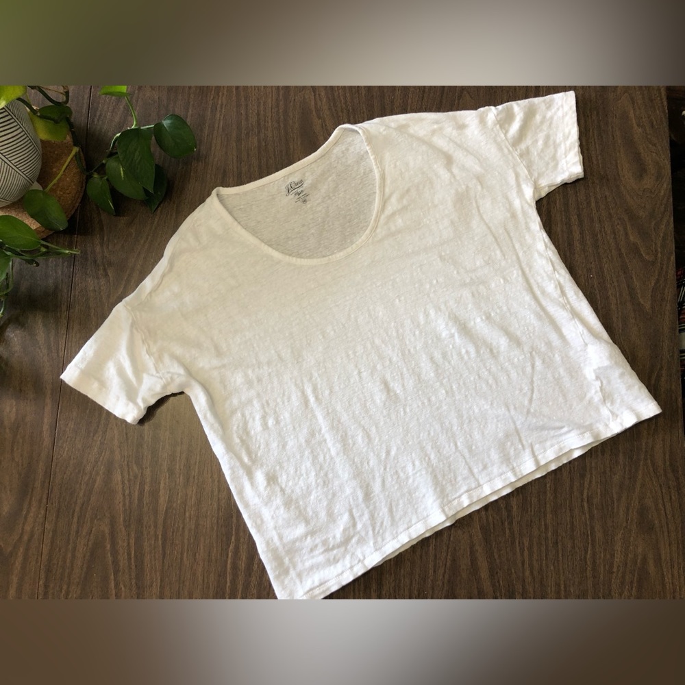 J Crew Relaxed linen scoop neck t-shirt XXS